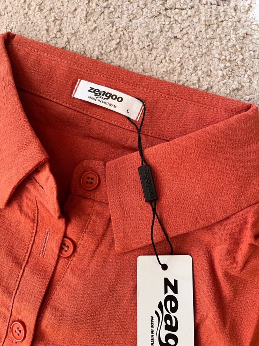 NWT Women’s rust colored button down dress Large - Picture 5 of 10